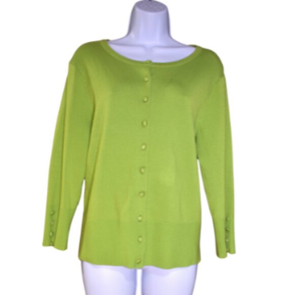 Evie Glow Green Cardigan Sweater & Sleeveless Blouse Set Size Large - Picture 1 of 14